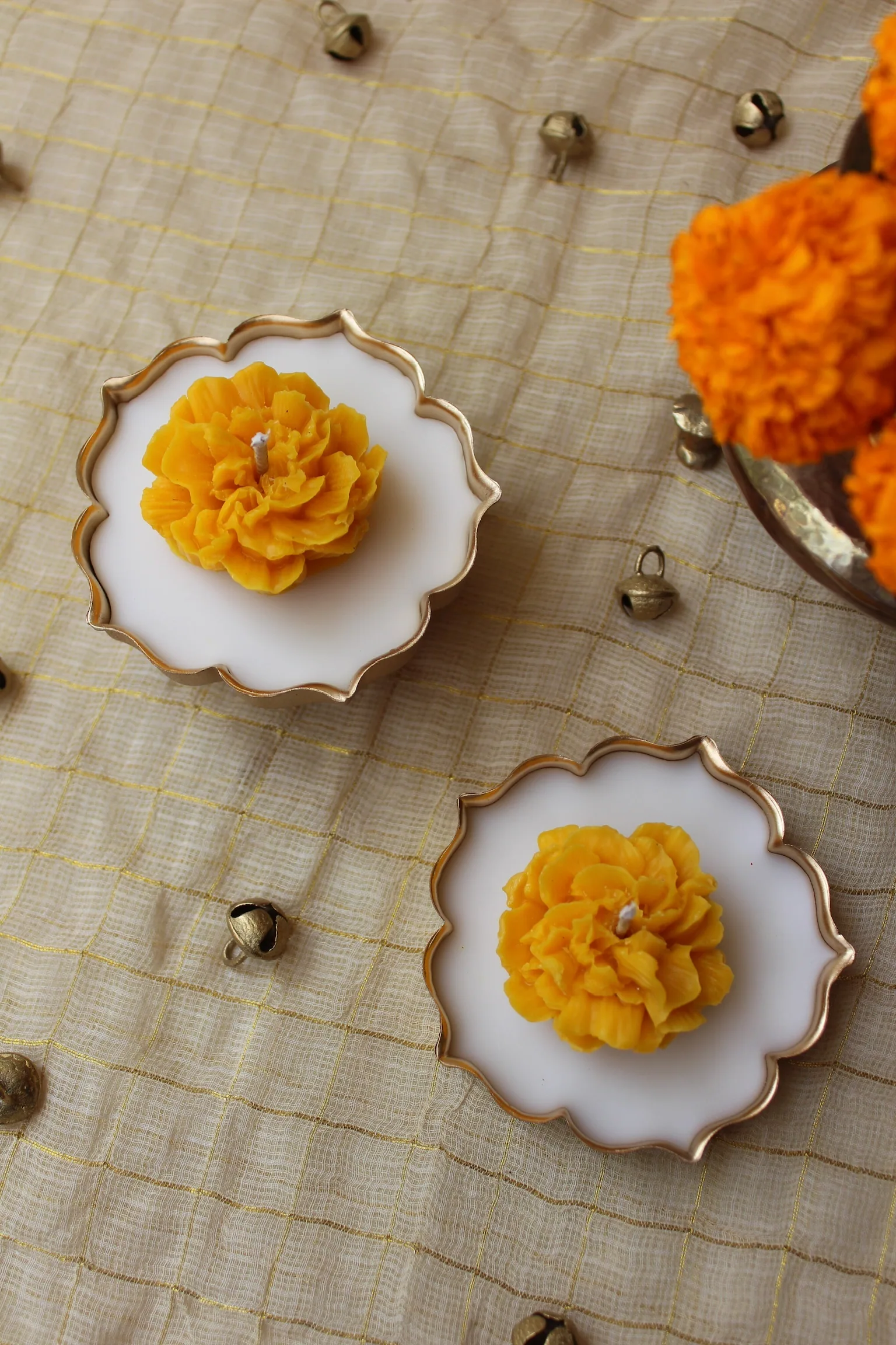 Diwali 26 Collection - Marigold Coaster Candles