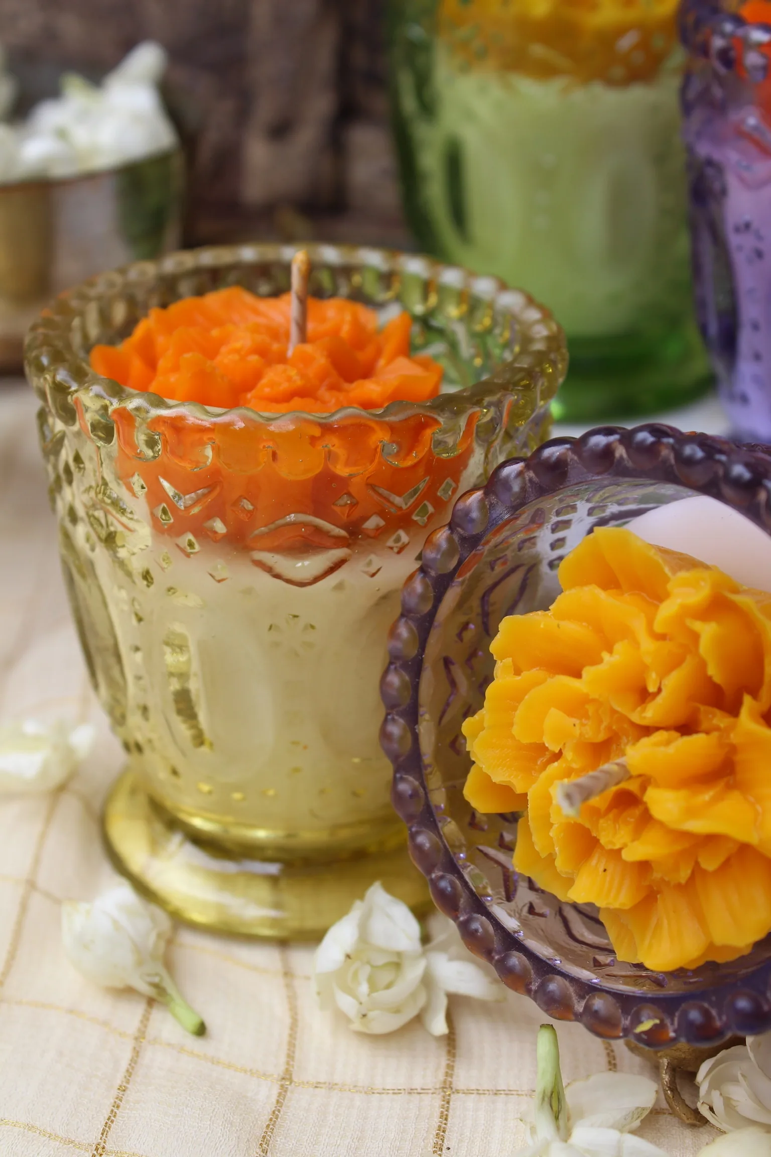Diwali 26 - Rangreez Marigold Lamp Jar Candles